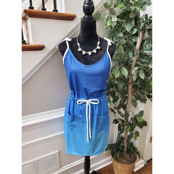 SHEIN Women's Blue Polyester V-Neck Strappy Short Casual Dress Size Medium - Picture 9 of 9